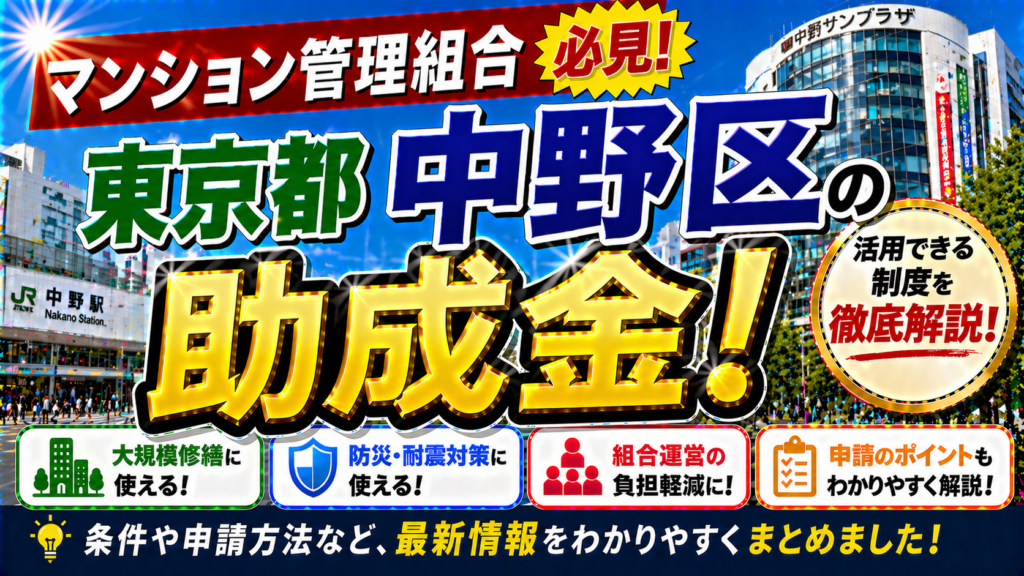 【保存版】東京都中野区のマンション管理組合が使える助成金完全ガイド｜2026年最新版