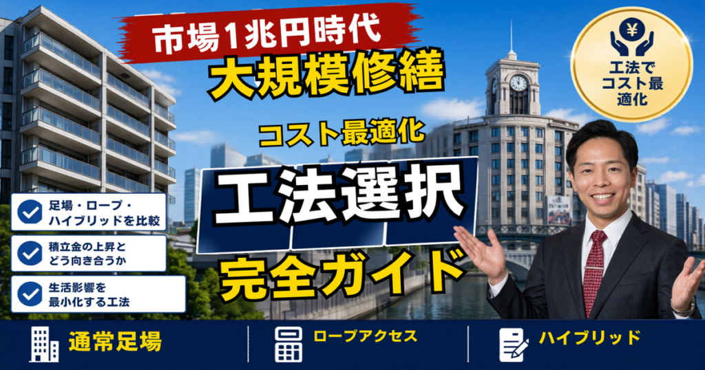大規模修繕の市場が「1兆円規模」へ——分譲マンション713万戸時代に、上がり続ける修繕積立金とどう向き合うか。オーナー・管理組合のコスト最適化と工法選択【2026年6月】