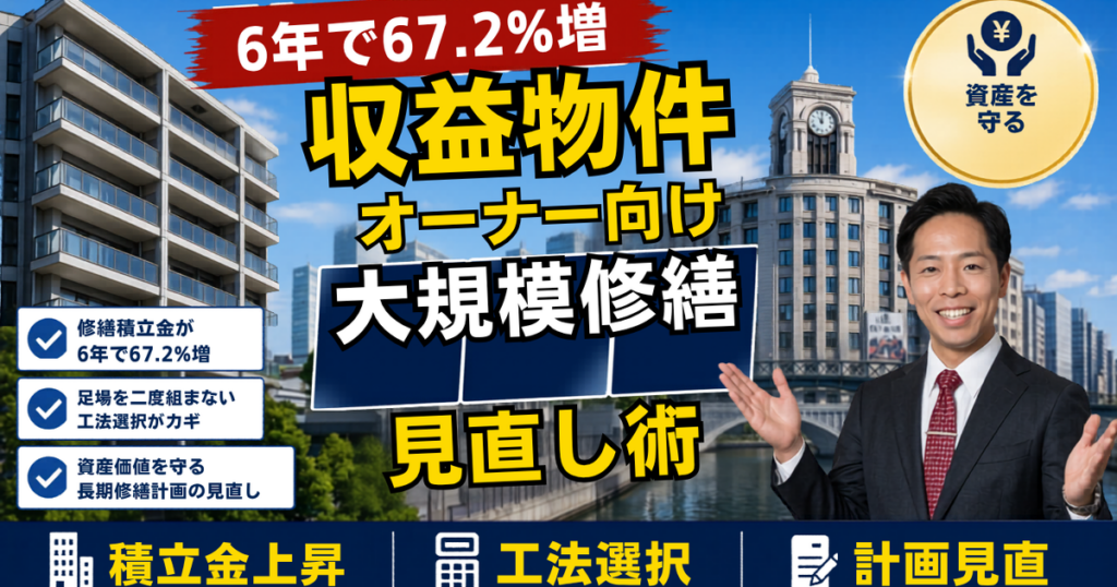 修繕積立金が6年で67.2%上昇——新築の「設定額」が映す大規模修繕インフレ、収益物件オーナー・管理組合が今やるべき長期修繕計画の見直しと工法選択【2026年6月】