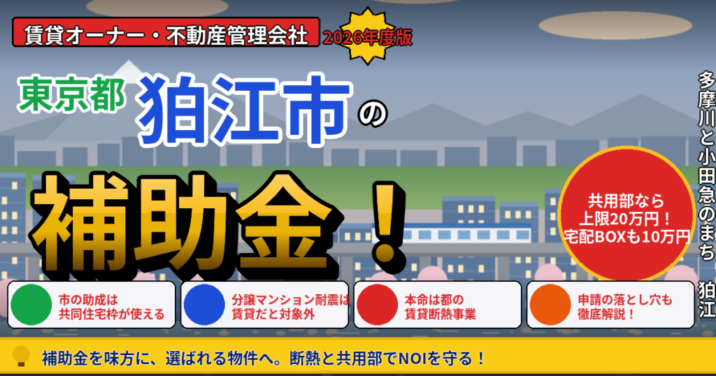 狛江市の賃貸マンション補助金｜オーナー向け2026年版