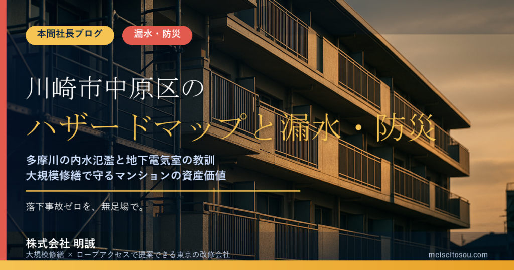 川崎市中原区のマンション漏水・防災対策｜多摩川の内水氾濫・排水樋管・地下電気室の教訓から考える大規模修繕の優先順位【2026年度版】