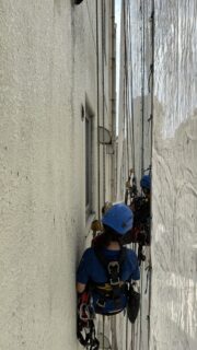 東京都台東区 無足場工法ロープアクセス配管工事