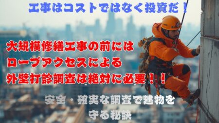 大規模修繕工事を行う前にロープアクセスによる外壁打診調査を行った方が良い理由。