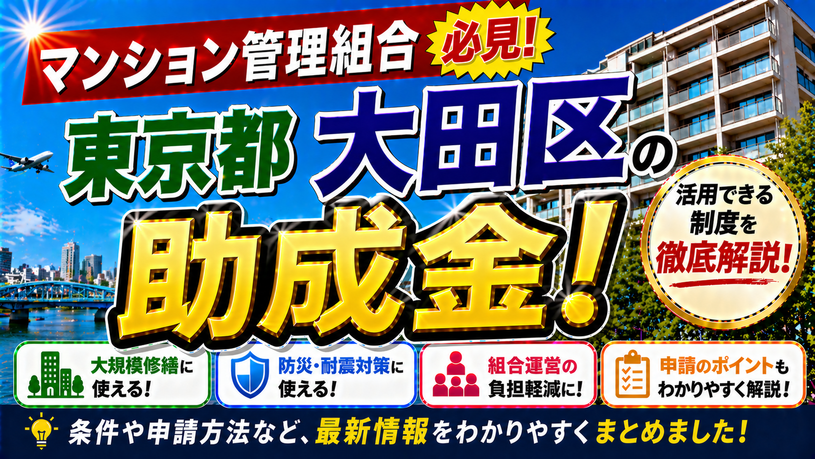 【保存版】東京都大田区のマンション管理組合が使える助成金完全ガイド｜2026年最新版