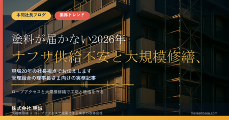 塗料が届かない2026年——ナフサ供給不安と大規模修繕、理事長が今すべき7つの確認