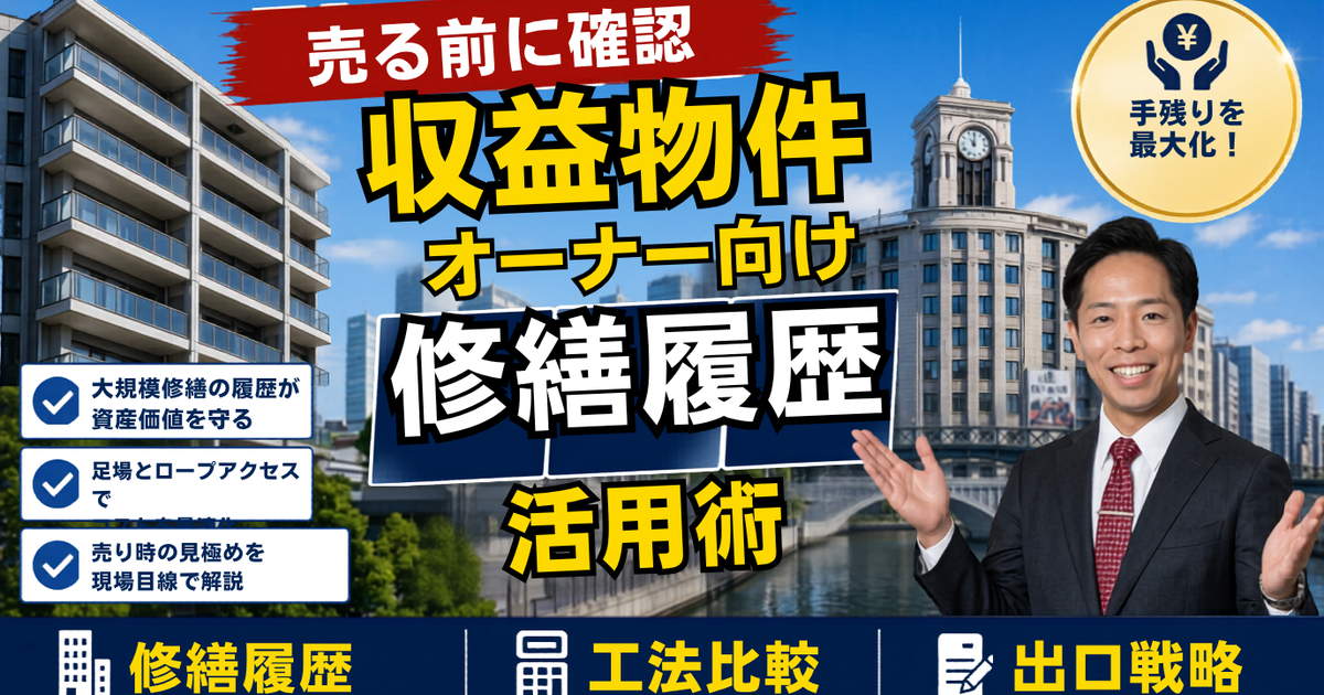 大規模修繕の履歴が、収益物件の「売り時」を左右する——中古マンション在庫が動く2026年、オーナーが出口の前に確認すべき5つの実務