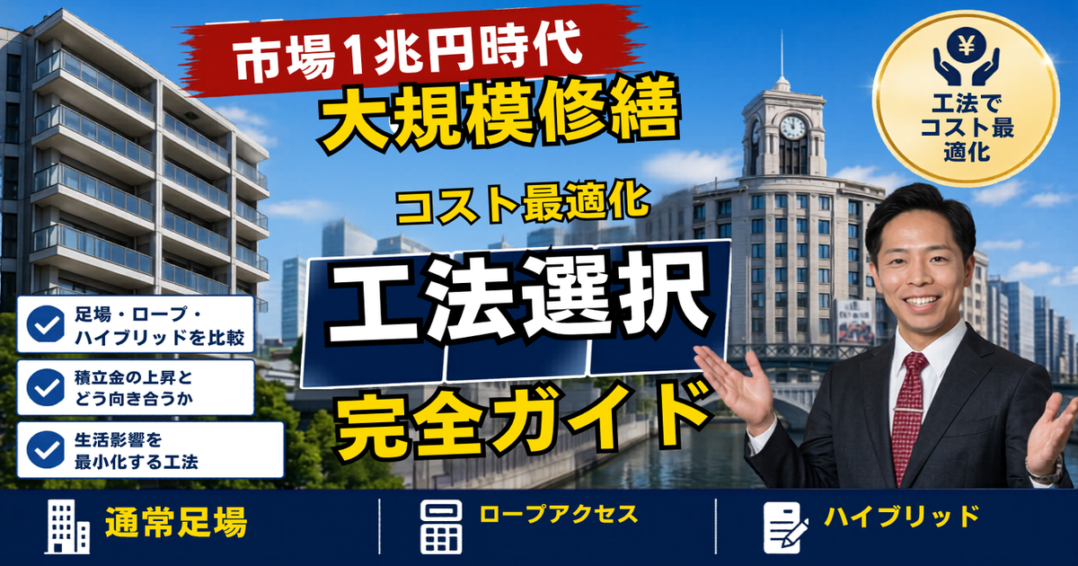 大規模修繕の市場が「1兆円規模」へ——分譲マンション713万戸時代に、上がり続ける修繕積立金とどう向き合うか。オーナー・管理組合のコスト最適化と工法選択【2026年6月】