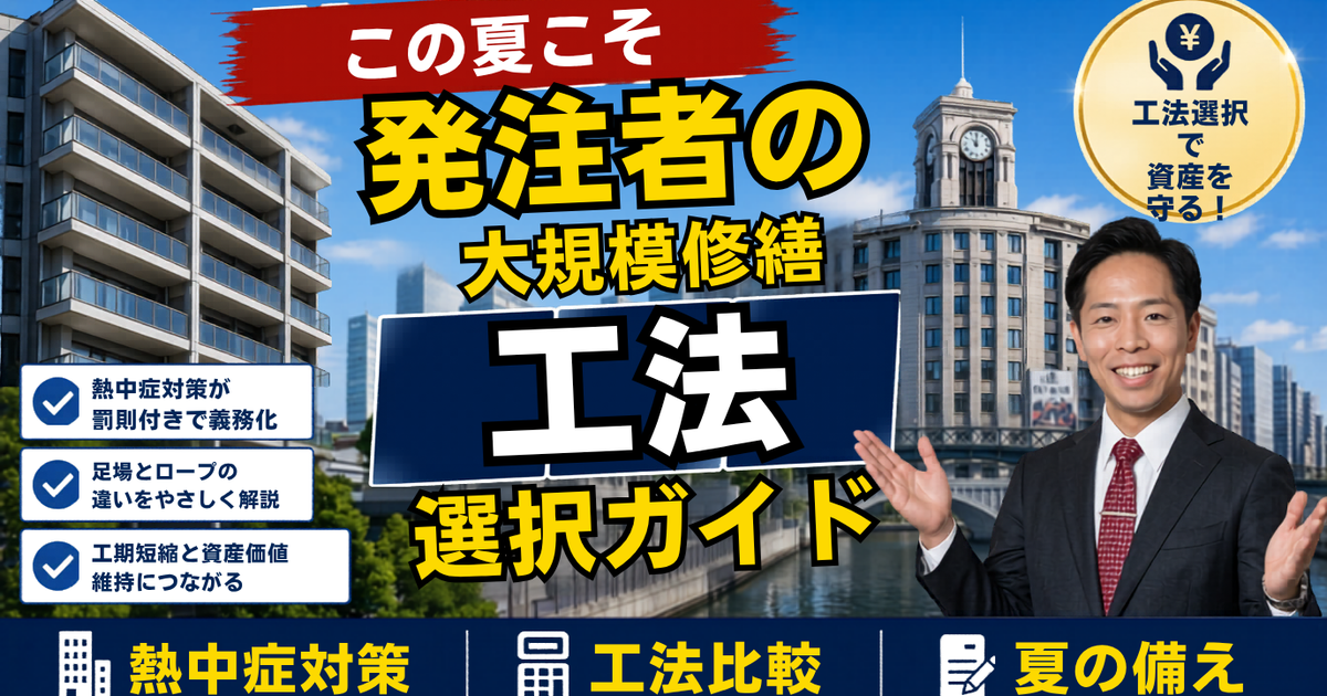 大規模修繕の「夏工事」で誰が責任を負うのか——熱中症対策が罰則付きで義務化された今、収益物件オーナーと管理組合が知るべき工期・工法の判断軸【2026年7月】