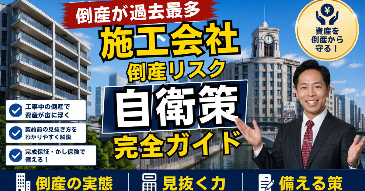 大規模修繕の施工会社が工事中に倒産したら？管理組合とオーナーの自衛策