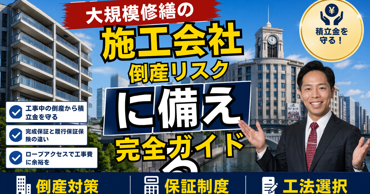 大規模修繕で施工会社が倒産したら？積立金を守る2つの備え
