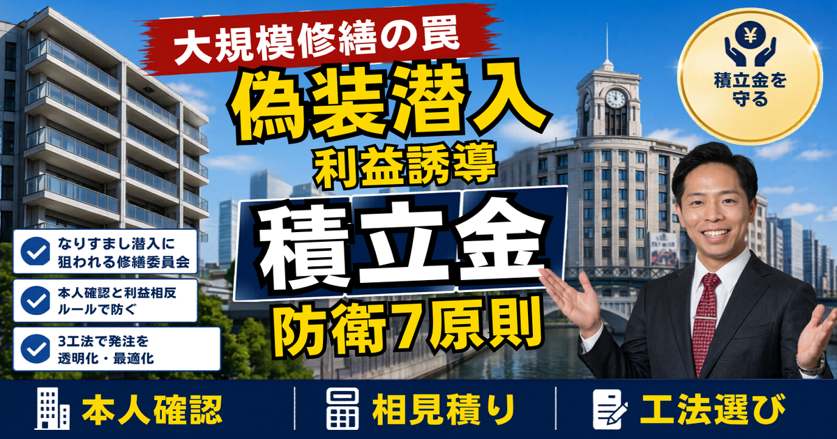 マンション大規模修繕に「住民なりすまし」が潜り込む時代——修繕委員会を狙う利益誘導の手口と、管理組合・収益物件オーナーが修繕積立金を守る7つの実務【2026年7月】