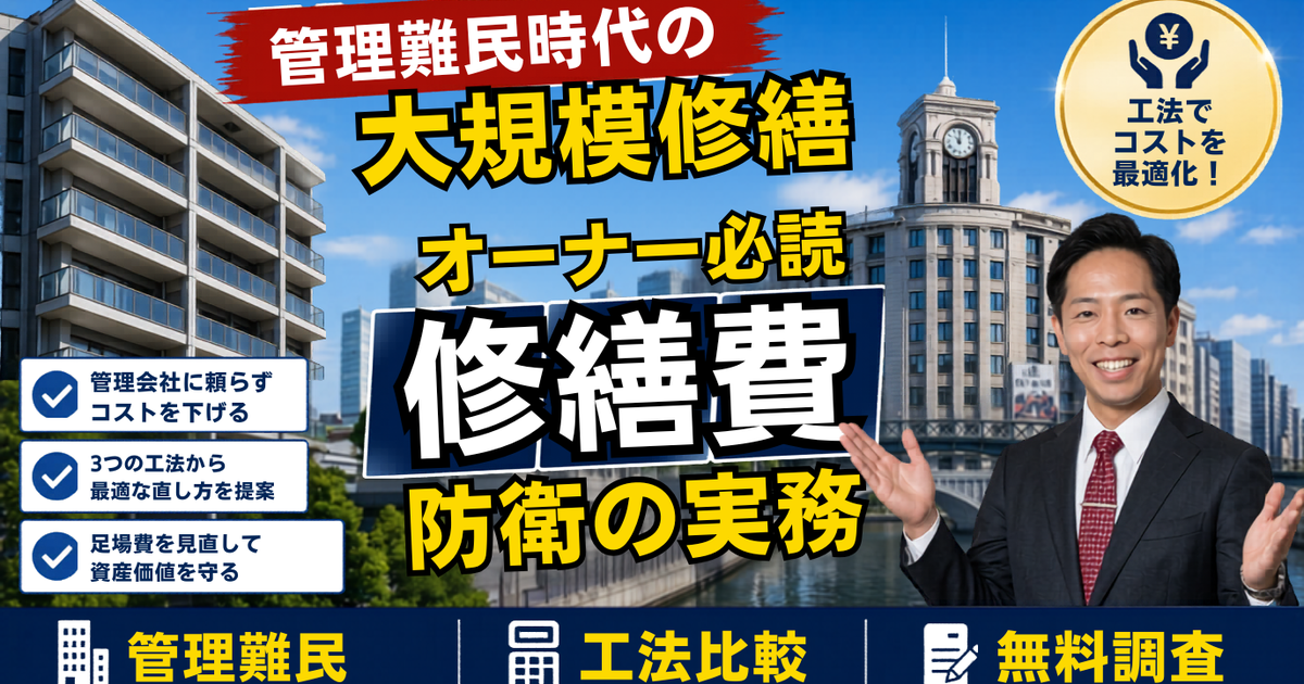 「40戸ないと採算が合わない」——管理会社に“切り捨てられる”小規模マンションが増える2026年、収益物件オーナーと管理組合が大規模修繕を“工法”で守る実務【2026年7月】