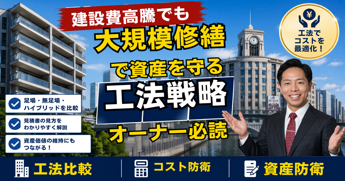 大規模修繕が「新築より賢い」時代に——札幌の旗艦再開発すら工事費高騰で縮小・ホテル撤退。建てるより直すへ転換する2026年、収益物件オーナーと管理組合が資産価値を守る工法とタイミングの実務【2026年7月】