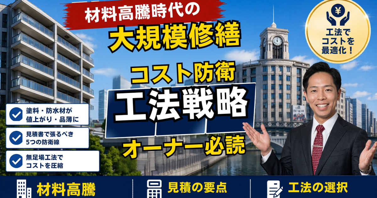 大規模修繕の塗料が「止まる」時代に——ナフサ調達不安で材料不足・値上がりが続く2026年、管理組合と収益物件オーナーが見積書と工法で打つコスト防衛の実務【2026年7月】