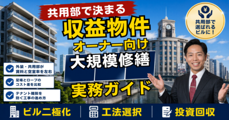 オフィスビルの二極化と共用部・外装の大規模修繕を解説するアイキャッチ画像
