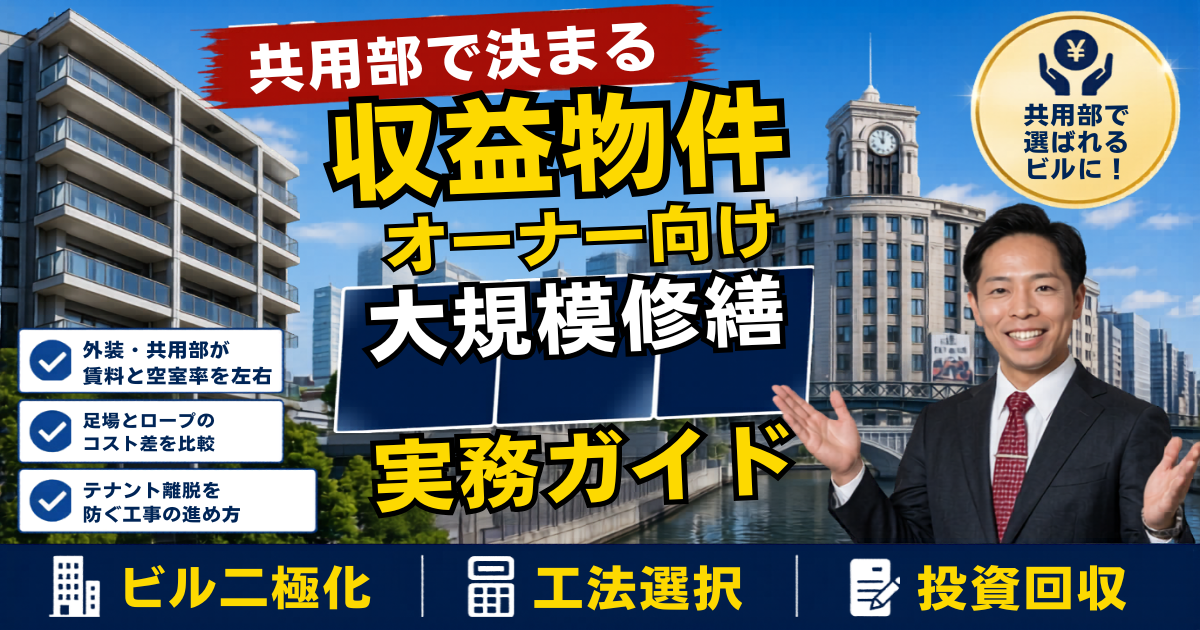 オフィスビルの「選ばれる・選ばれない」は共用部と外装で決まる時代へ——福岡の新築ランドマークが坪3万6000円で内定8割、東京の空室率は1.99%。テナントビルオーナーが大規模修繕を『費用』から『投資』に変える実務【2026年7月】