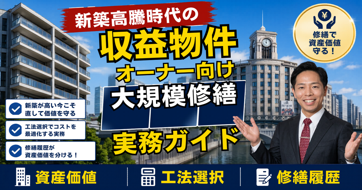 新築マンションが平均1億3784万円の時代——23区の“8割が1億円超”でも、あなたの資産価値を決めるのは新築価格ではなく『大規模修繕の質』。収益物件オーナーと管理組合が中古価格の曲がり角で資産を守る実務【2026年7月】