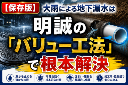 【保存版】大雨による地下漏水は明誠の「バリュー工法」で根本解決