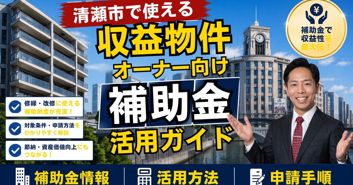 清瀬市で使える賃貸オーナー向け補助金活用ガイド｜『病院のまち』で効く都218億円と、市の耐震30万円の正しい使い分け