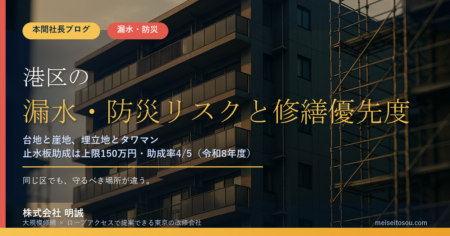 港区のマンション漏水・防災対策｜台地と埋立地、2つの顔から逆算する修繕優先順位