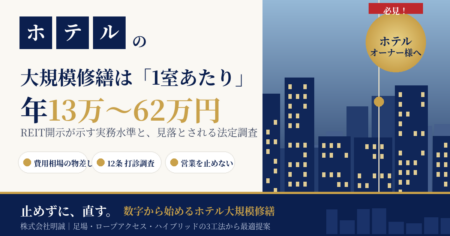 ホテル大規模修繕の費用相場を1室あたり年13〜62万円で解説する本間社長ブログのアイキャッチ