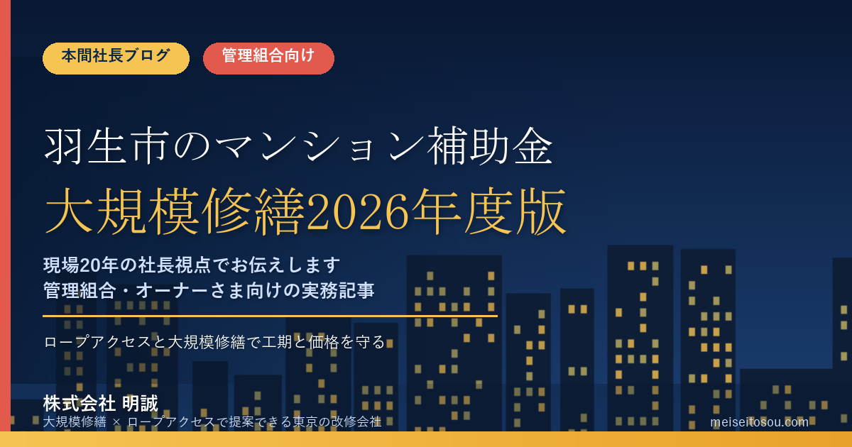 羽生市のマンション補助金｜大規模修繕2026年度版